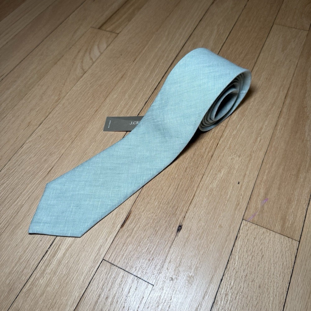 J Crew Ludlow Tie Mens One Size Mint Green Wool Blend Made USA Necktie Preppy